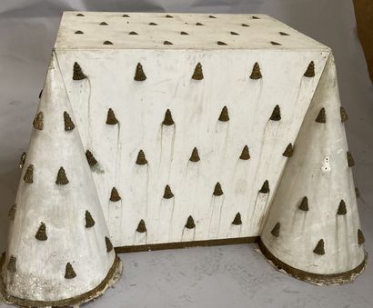Pair of white lacquered wood tables with...