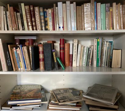Manettes of bound and paperback books, spines...