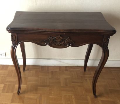 Mahogany and mahogany veneer game table....