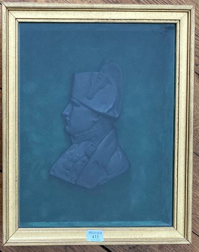 Profile of Napoleon I in patinated cast iron,...