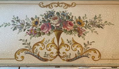 Large lacquered wood chest of drawers painted...