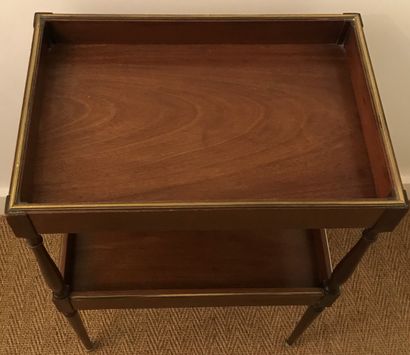A mahogany work table, the tops in trough...