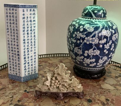 Extrême-Orient : vase hexagonal à décor de...