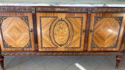 Large veneered rosewood and mahogany low...