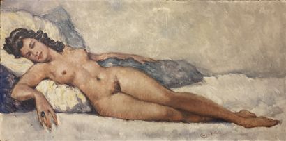César VILOT : MODÈLE ALLONGÉ. 

Huile sur...