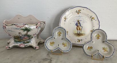 Faïences : 

- jardinière à décor d'une jeune...