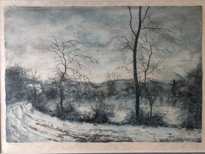 Bernard GANTNER (1928-2018) : PAYSAGE LACUSTRE...