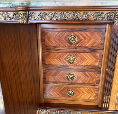 Large veneered rosewood and mahogany low...