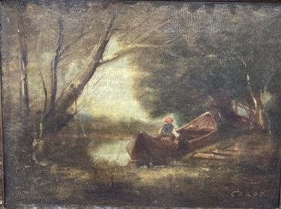 D'après Jean-Baptiste Camille COROT : PÊCHEUR...