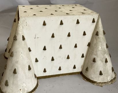 Pair of white lacquered wood tables with...