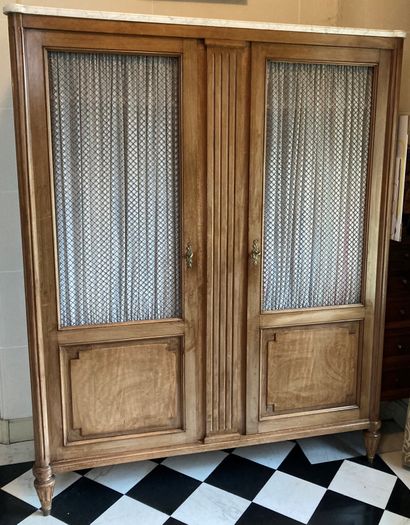 Mahogany cabinet, the rounded fluted uprights....