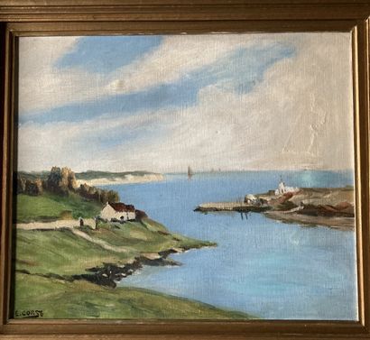 E. CORSO (XXe siècle) : BORD DE MER AVEC...