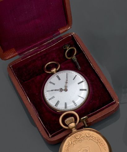 Pocket watch with striking mechanism in 18K...