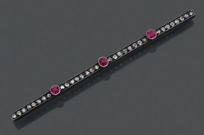 18K (750) yellow gold and silver barrette...