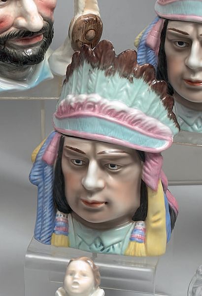 Polychrome porcelain tobacco pot, featuring...