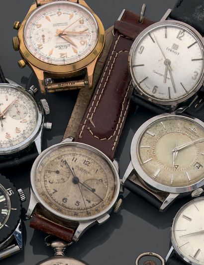 Men's chronometer watch in steel, round case,...