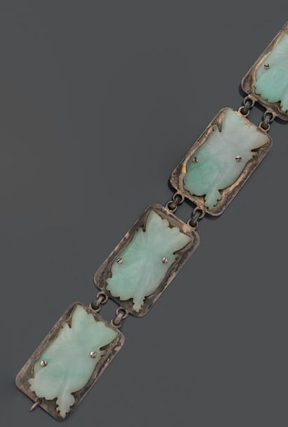 Silver bracelet (925), composed of five rectangular...