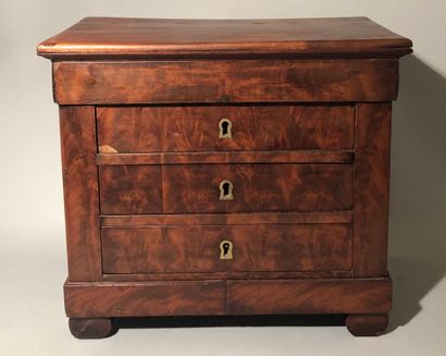 Mahogany and mahogany veneer miniature chest...