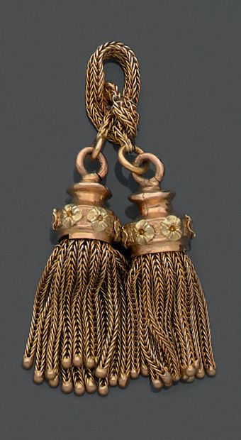 Pendant in 18K (750) yellow gold, with two...