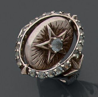 Important silver ring (925), oval shape,...