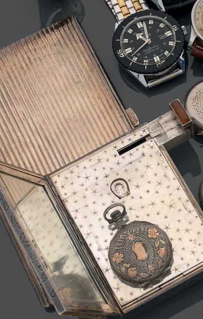 Large silver (925) cigarette case with gadrooned...
