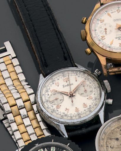 Men's chronometer watch in steel, round case,...