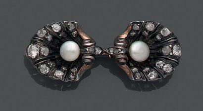 18K (750) yellow gold and 925 silver brooch...