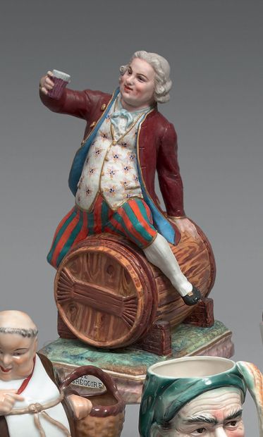 A polychrome porcelain tobacco pot, featuring...