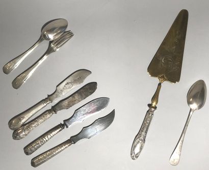Ensemble en argent (925): un couvert d'enfant,...