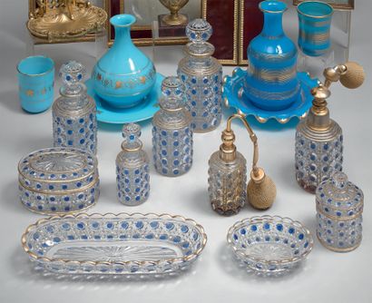 Twenty-two pieces of Baccarat crystal toiletries,...