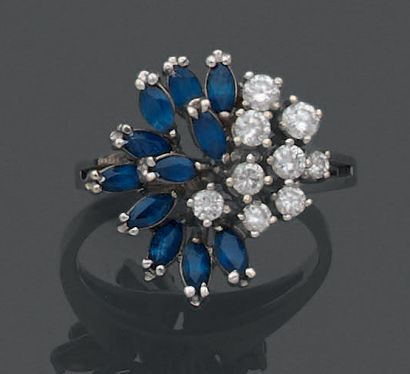 Ring in 18K (750) white gold, set with diamonds...
