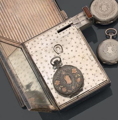 Silver beauty set (925), chased with floral...