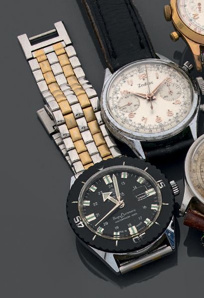 Men's diving watch in steel, round case,...