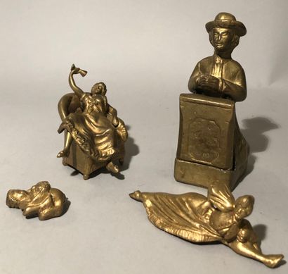Four small bronzes with erotic subjects:...