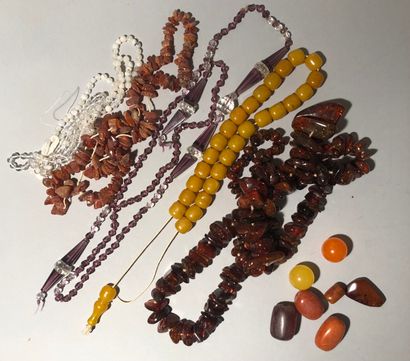 Set of costume jewelry including rows of...