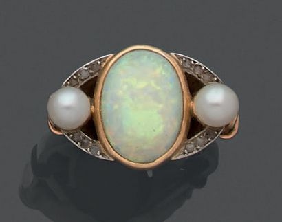 
18K (750) yellow gold and platinum ring,...