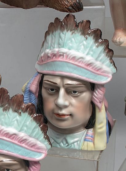 Polychrome porcelain tobacco pot, featuring...