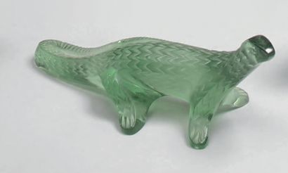 LALIQUE France.
Dinosaur statuette in green...