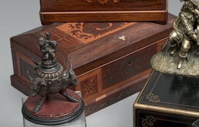 Sewing box made of veneer and rosewood inlaid...