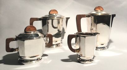 Four pieces of silver-plated metal tea and...