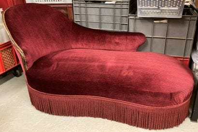 Meridian in mahogany, upholstered in red...
