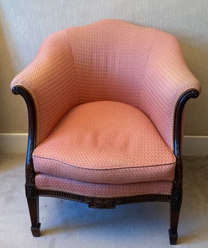 Pair of mahogany gondola-back armchairs,...