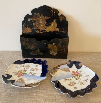 Set of trinkets: papier-mâché mail holder...