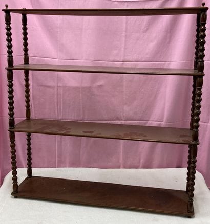 Wall shelf in mahogany, the four shelves...
