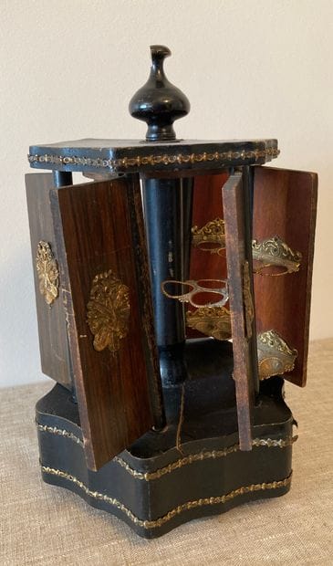 Cigar cellar in the form of a kiosk in blackened...