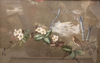FRENCH SCHOOL circa 1900: BIRD ON A BRANCH...