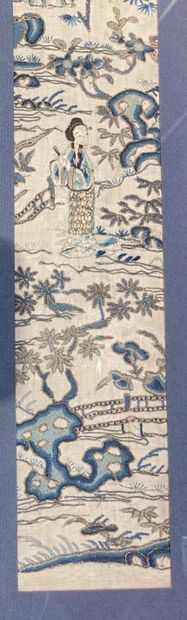 Pair of panels in chenille embroidered silk...