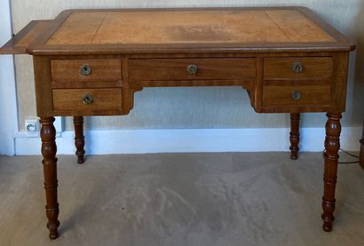 Blond mahogany desk, with a drawer in the...