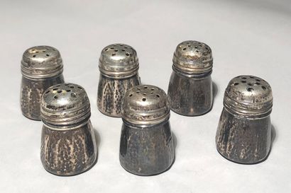 
Suite of six silver saltshakers (800), with...