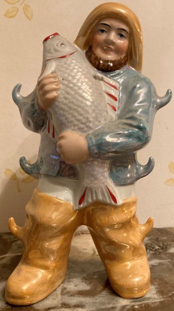 Lustrous polychrome porcelain bottle showing...